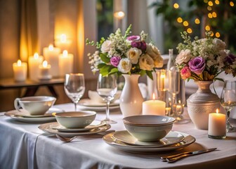 Elegant Restaurant Table Setting: Fine China, Linen, and Silverware