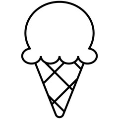 Cute Hand-Drawn Ice Cream Outline – Minimal Line Art SVG Dessert Illustration