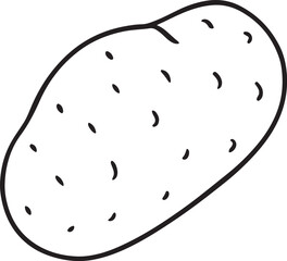 potato line art, black outline, vector and illustration, coloring book page line art drawing