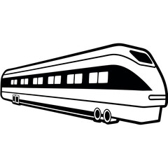 Modern Train Front View in Clean Line Art Design with White Background
