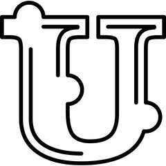 Alphabet U Typography Icon