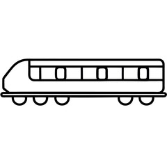 Multi-Car Train Icon in Monochrome Line Art – Railway Transport Illustration