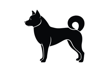 Silhouette art drawing of a Akita Inu standing tall.eps