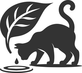 Funny cute cat silhouette vector