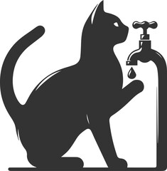 Funny cute cat silhouette vector