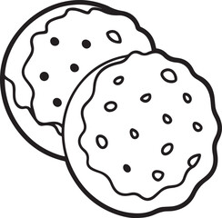 chocolate chip cookie line art, black outline, vector and illustration, coloring book page line art drawing