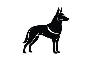 Silhouette art drawing of a German Shepherd standing strong.eps