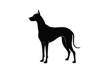 Silhouette art drawing of a Great Dane standing tall.eps