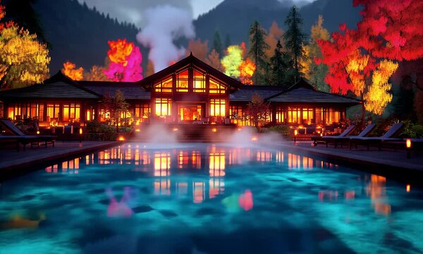 Vibrant abstract city lightscape night festive energy dynamic design