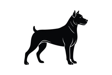 Silhouette art drawing of a Rottweiler with alert ears.eps