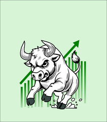 Bull run or bullish market trend in crypto currency or stocks. Trade exchange background, up arrow graph for increase in rates.