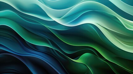 Fototapeta premium Abstract green color wave flowing express the energetic signal. Seamless texture of vividness curve swirling convey sense of harmony and wonderful scene perfect for effect and graphic design. AIG51.
