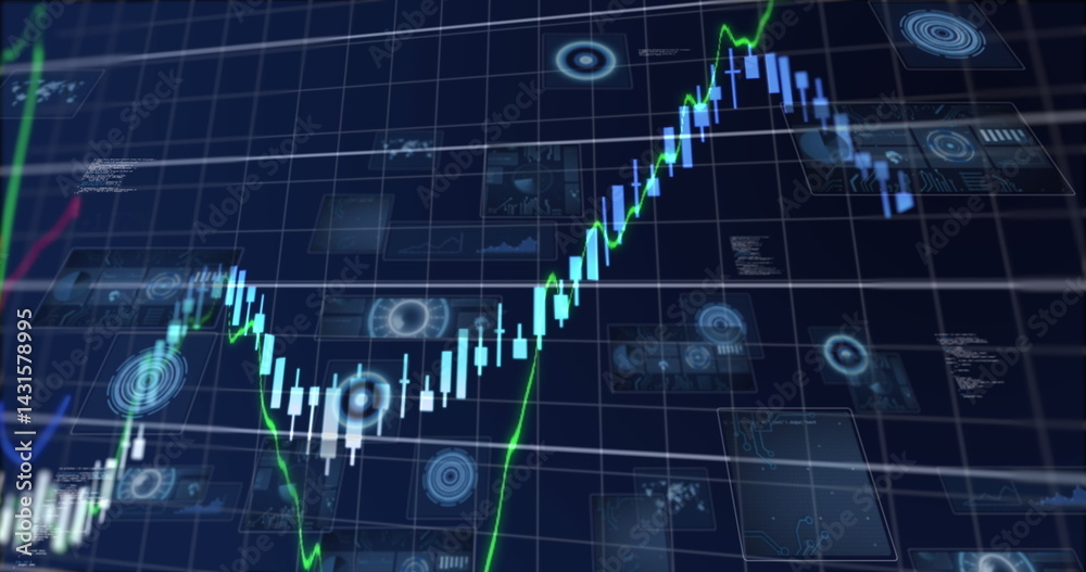 Poster image of data processing over dark background