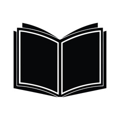 Book icon, Solid black silhouette of an open book vector Art & Illustration