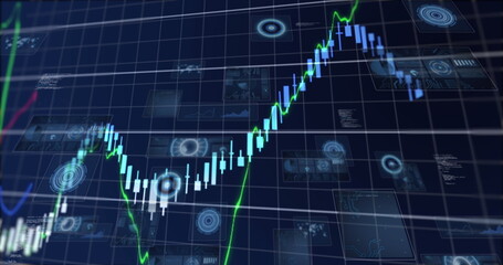 Image of data processing over dark background