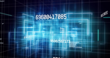 Image of financial data processing over dark background