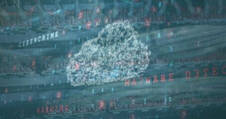 Image of cloud icon over cityscape