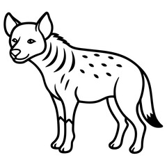 Modern Hyena Vector Line Drawing