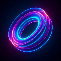 Abstract Glowing Circular Light Trails in Pink and Blue 