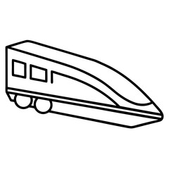 Streamlined Bullet Train Icon in Black Line Art – Clean White Background
