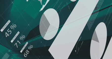 Image of financial data processing on green background