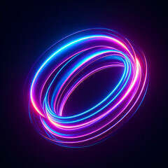 Abstract Glowing Circular Light Trails in Pink and Blue 