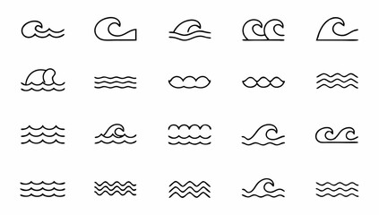set of line water waves icon  sea waves vector ill.eps