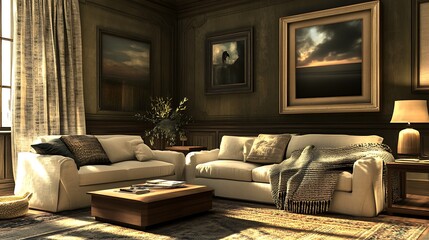 Fototapeta premium Luxurious design featuring soft white interior furniture high resolution picture