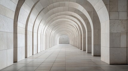 Empty Archway Corridor, Light and Space, Architectural Perspective, Interior