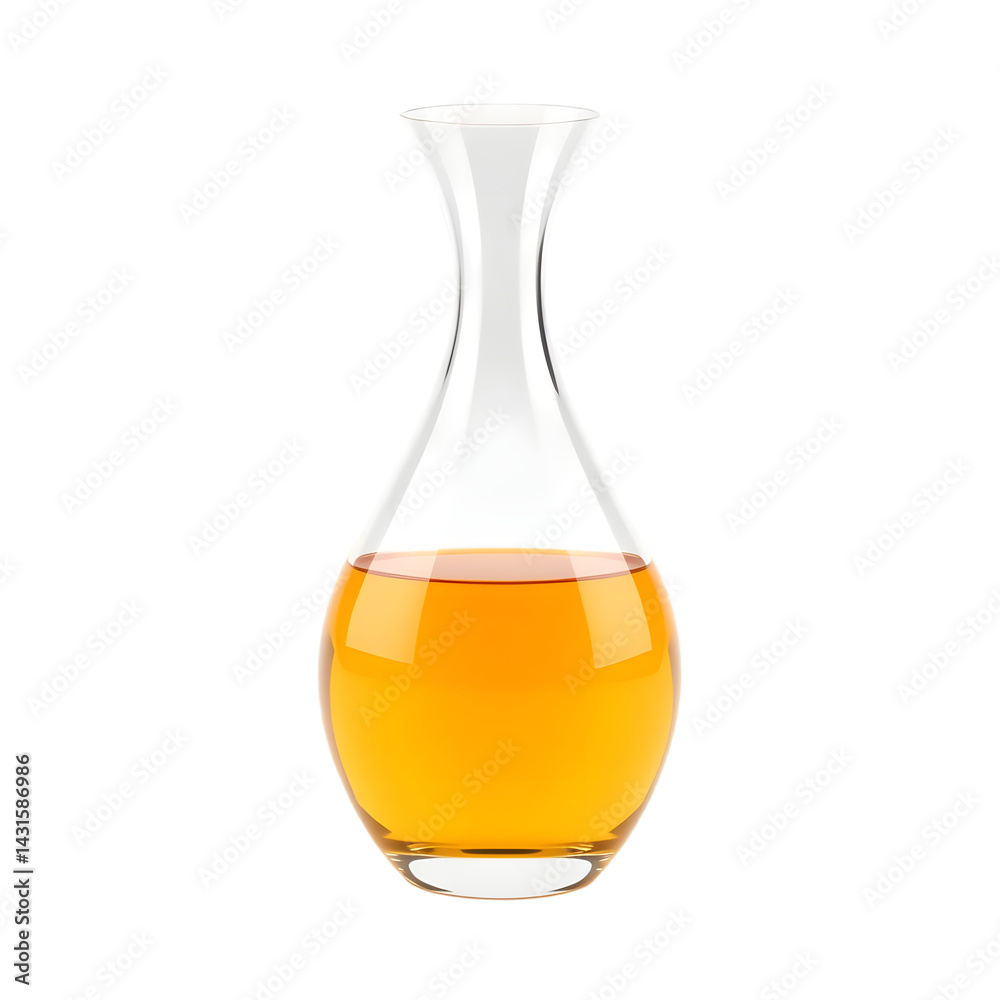 Poster elegant glass carafe, liquid inside, clean presentation. simple design for drinks. minimalist view a