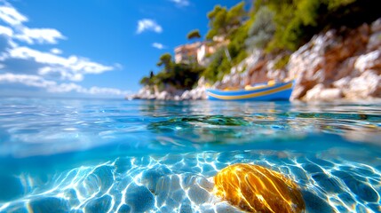 Underwater beauty coastal scene