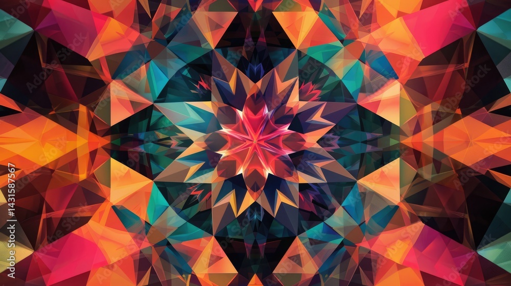 Poster the abstract picture of the geometry colourful polygon shape repetitive pattern in background, geome