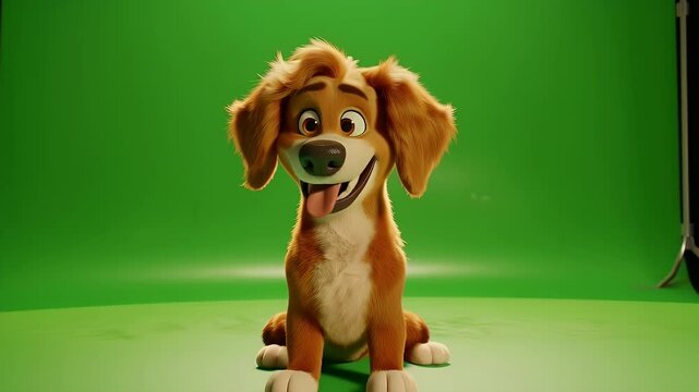 Playful cartoon dog green screen animated pet illustration