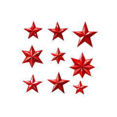 Obraz premium Collection of Red Stars of Varying Sizes on Transparent Background