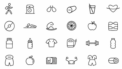 Fototapeta premium sport and fitness set of web icons in line style (1).eps