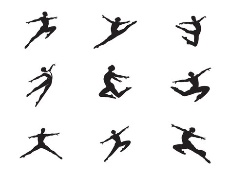 Acrobat Mid-Air Silhouette Vector Design Black Acrobat in Mid-Air Silhouette Illustration