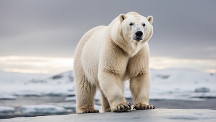 "Standing Polar Bear Waving on Ice &ndash; Arctic Wildlife Photography"