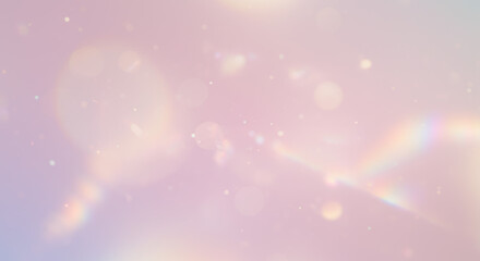 Scattered small bright particles with larger circular bokeh and subtle rainbow light refractions on transparent background