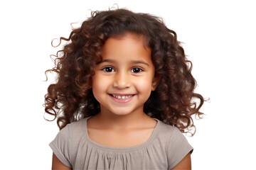 Smiling Indian girl on Transparent Background &ndash; Happy Child Cutout, Isolated PNG, Joyful Expression &ndash; Ideal for Web, Education, Advertising, Family, or Cultural Design Projects, PNG cut out.	