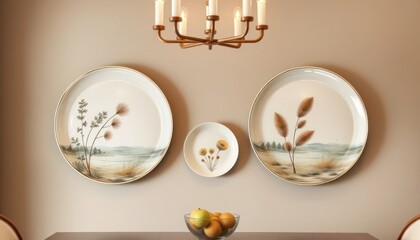 Decorative wall plates with nature scenes