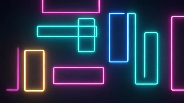 Neon rectangles moving rhythmically in grid with smooth easing

