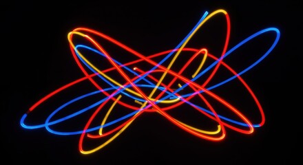 Abstract colorful light shapes on a black background  