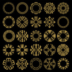 Traditional Ethnic Aceh Malay Motif Gold Decoration Vector