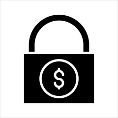 Lock dollar money Icon Symbol isolated white background. vector illustration. color editable.
