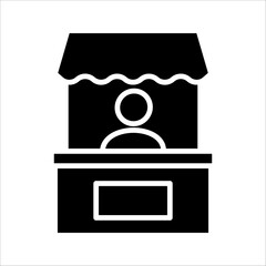 Booth shop Icon Symbol isolated white background. vector illustration. color editable.