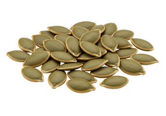 Mounded green pumpkin seeds on a stark black backdrop