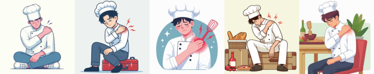 chef character vector shoulder pain