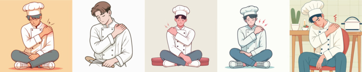 chef character vector shoulder pain