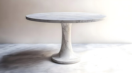 A white marble table with a tall pedestal