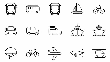 transport set of web icons in linear style  transp.eps